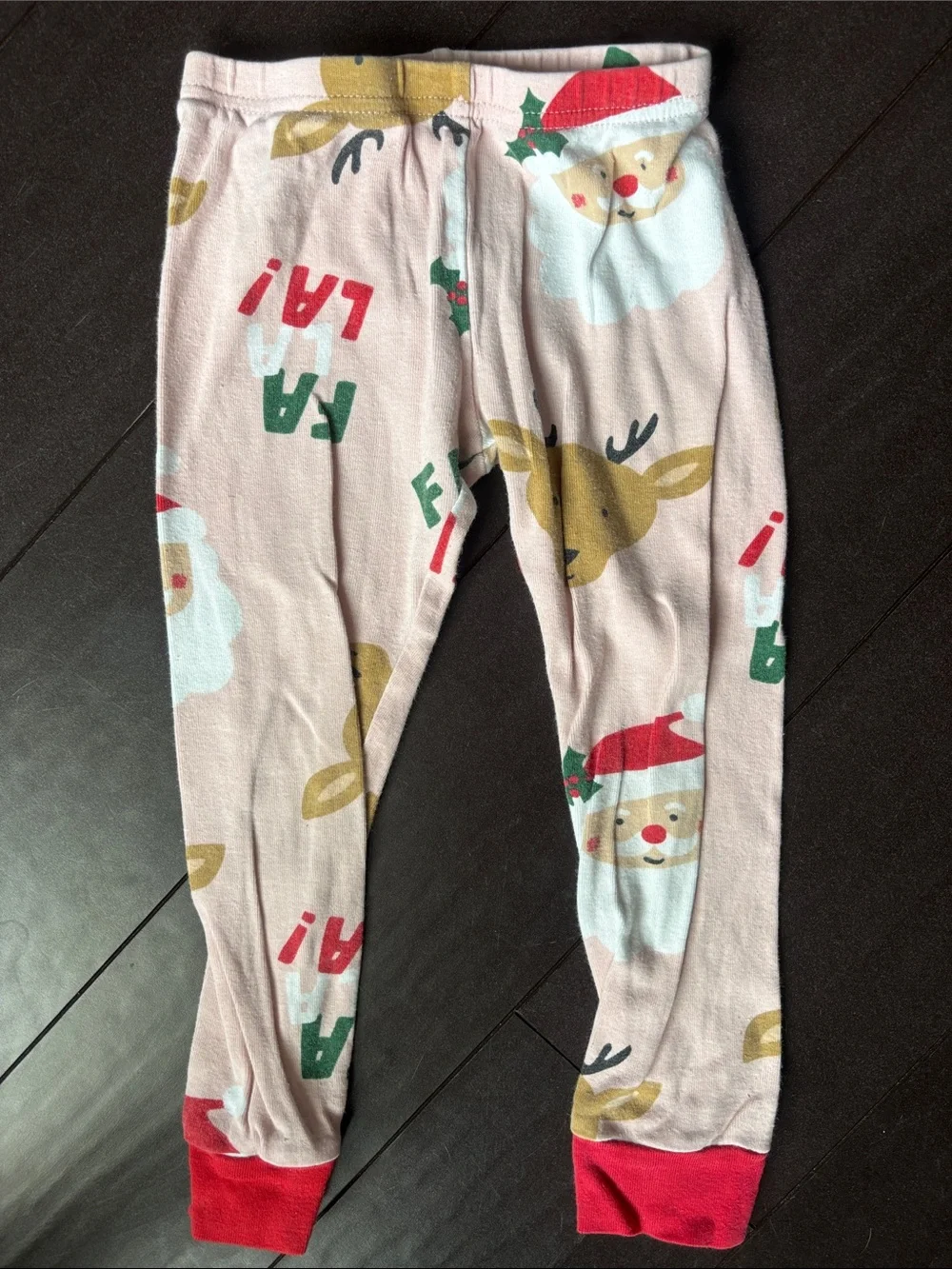Carter's Pink Holiday Santa & Reindeer Pajama Set with Red Trim